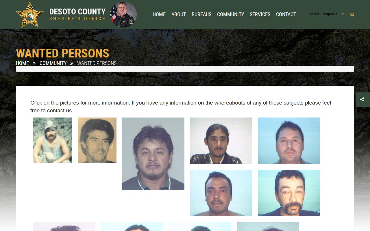 DeSoto County Sheriff official wanted persons page